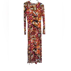 New Zara Mod/Retro Printed Side Slits Dress